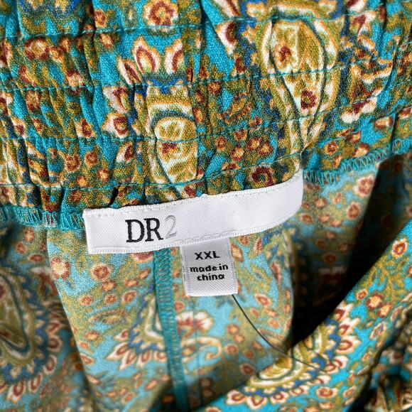 DR2 Green Paisley Boho Tie Waist Casual Shorts with Pockets Womens XXL Plus - Picture 5 of 7